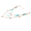 Boho Vintage WomenÂ’s Multilayer Turquoise Beaded Tassel Round Sequins Pendant Necklace Gold Chain