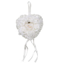 European Style Heart Shaped Flower Wedding Ring Pillow Wedding Favors White