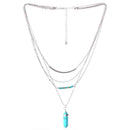Bohemia Ethnic Multilayer Sweater Chain Necklace Geometric Turquoise Pendant