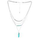 Bohemia Ethnic Multilayer Sweater Chain Necklace Geometric Turquoise Pendant