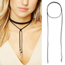 Punk Neck Strap Leather Wrap Choker Collar Rope Party Rivet Long Necklace
