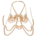Long Tassel Bib Body Chain Long Dress Body Jewelry Necklace Bikini Necklace