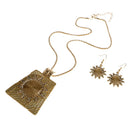 Women Accessories Gold Sun Flower Exquisite Necklace Earrings Jewelry Set