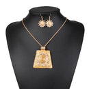 Women Accessories Gold Sun Flower Exquisite Necklace Earrings Jewelry Set