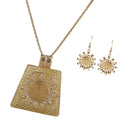 Women Accessories Gold Sun Flower Exquisite Necklace Earrings Jewelry Set