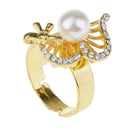 Fashion Gold Plated Crystal Faux Pearl Necklace Earring Ring Set Jewelry Set