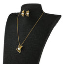 Fashion Gold Plated Crystal Faux Pearl Necklace Earring Ring Set Jewelry Set