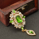 Women Jewelry Party Antique Green Crystal Clothing Accessories Brooch Pin