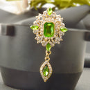 Women Jewelry Party Antique Green Crystal Clothing Accessories Brooch Pin