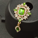 Women Jewelry Party Antique Green Crystal Clothing Accessories Brooch Pin