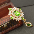 Women Jewelry Party Antique Green Crystal Clothing Accessories Brooch Pin