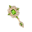 Women Jewelry Party Antique Green Crystal Clothing Accessories Brooch Pin