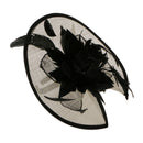 Women Wedding Bridal Fascinator Feather Large Hair Clip Accessory Black