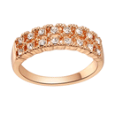 Wedding Ring Jewellery Rose Gold Plated Double Row Rhinestone Rings Size 5