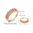Wedding Ring Jewellery Rose Gold Plated Double Row Rhinestone Rings Size 5