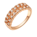Wedding Ring Jewellery Rose Gold Plated Double Row Rhinestone Rings Size 5