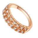Wedding Ring Jewellery Rose Gold Plated Double Row Rhinestone Rings Size 7