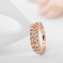 Wedding Ring Jewellery Rose Gold Plated Double Row Rhinestone Rings Size 7