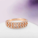 Wedding Ring Jewellery Rose Gold Plated Double Row Rhinestone Rings Size 7