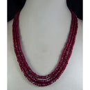 Stylish Unique 3x4mm Natural Ruby Faceted Gemstone Beads Statement Necklace 3 Strands