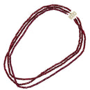 Stylish Unique 3x4mm Natural Ruby Faceted Gemstone Beads Statement Necklace 3 Strands