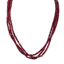 Stylish Unique 3x4mm Natural Ruby Faceted Gemstone Beads Statement Necklace 3 Strands