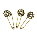 Hot Wholesale 10pcs Filigree Flower Brooches Blank Pins DIY Jewelry Findings