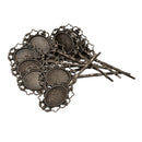 10 Pcs Retro Bronze Gothic Flower Blank Oval Hair Clip Pin Headwear Jewelry