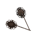 10 Pcs Retro Bronze Gothic Flower Blank Oval Hair Clip Pin Headwear Jewelry