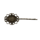 10 Pcs Retro Bronze Gothic Flower Blank Oval Hair Clip Pin Headwear Jewelry