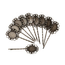 10 Pcs Retro Bronze Gothic Flower Blank Oval Hair Clip Pin Headwear Jewelry