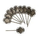 10 Pcs Retro Bronze Gothic Flower Blank Oval Hair Clip Pin Headwear Jewelry