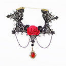 Neck Strap Gothic Collar Lace Big Flower Party Women Short Clavicle Necklace