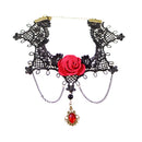 Neck Strap Gothic Collar Lace Big Flower Party Women Short Clavicle Necklace