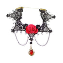 Neck Strap Gothic Collar Lace Big Flower Party Women Short Clavicle Necklace