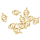 Sterling Silver Spring Ring Clasp Bracelet Chain Connector 6mm Pack of 10PCS Gold