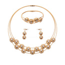Gold Stainless Steel Wedding Bride Parure Necklace Earings Jewelry Sets