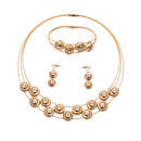 Gold Stainless Steel Wedding Bride Parure Necklace Earings Jewelry Sets