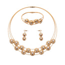 Gold Stainless Steel Wedding Bride Parure Necklace Earings Jewelry Sets