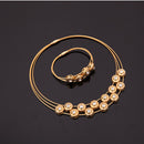 Gold Stainless Steel Wedding Bride Parure Necklace Earings Jewelry Sets