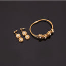 Gold Stainless Steel Wedding Bride Parure Necklace Earings Jewelry Sets