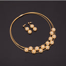 Gold Stainless Steel Wedding Bride Parure Necklace Earings Jewelry Sets