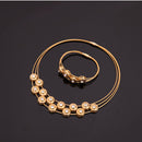 Gold Stainless Steel Wedding Bride Parure Necklace Earings Jewelry Sets