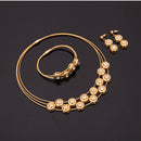 Gold Stainless Steel Wedding Bride Parure Necklace Earings Jewelry Sets