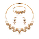 Gold Stainless Steel Wedding Bride Parure Necklace Earings Jewelry Sets