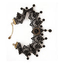 Women Gothic Steampunk Flower Black Lace Beads Pendat Collar Choker Necklace