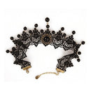 Women Gothic Steampunk Flower Black Lace Beads Pendat Collar Choker Necklace