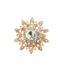 Jewelry Gold Sunflower Shape Crystal Charm Autumn Tricyclic Scarf Buckle Pin