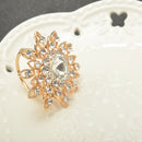 Jewelry Gold Sunflower Shape Crystal Charm Autumn Tricyclic Scarf Buckle Pin