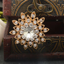 Jewelry Gold Sunflower Shape Crystal Charm Autumn Tricyclic Scarf Buckle Pin